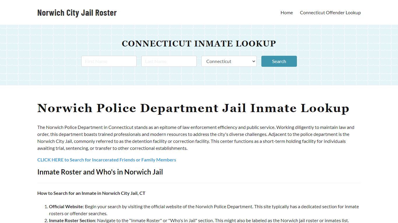 Norwich Police Department & City Jail, CT Inmate Roster, Arrests, Mugshots