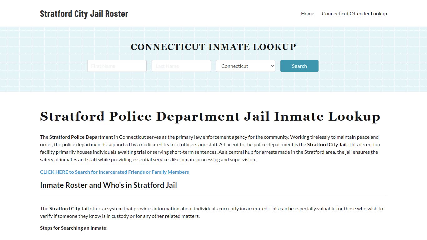 Stratford Police Department & City Jail, CT Inmate Roster, Arrests ...